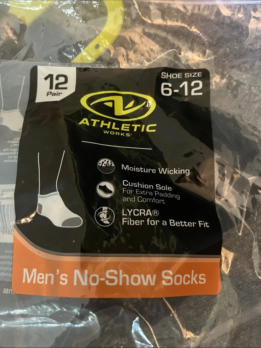 Men's Black Athletic No-Show Socks - 12 pairs total